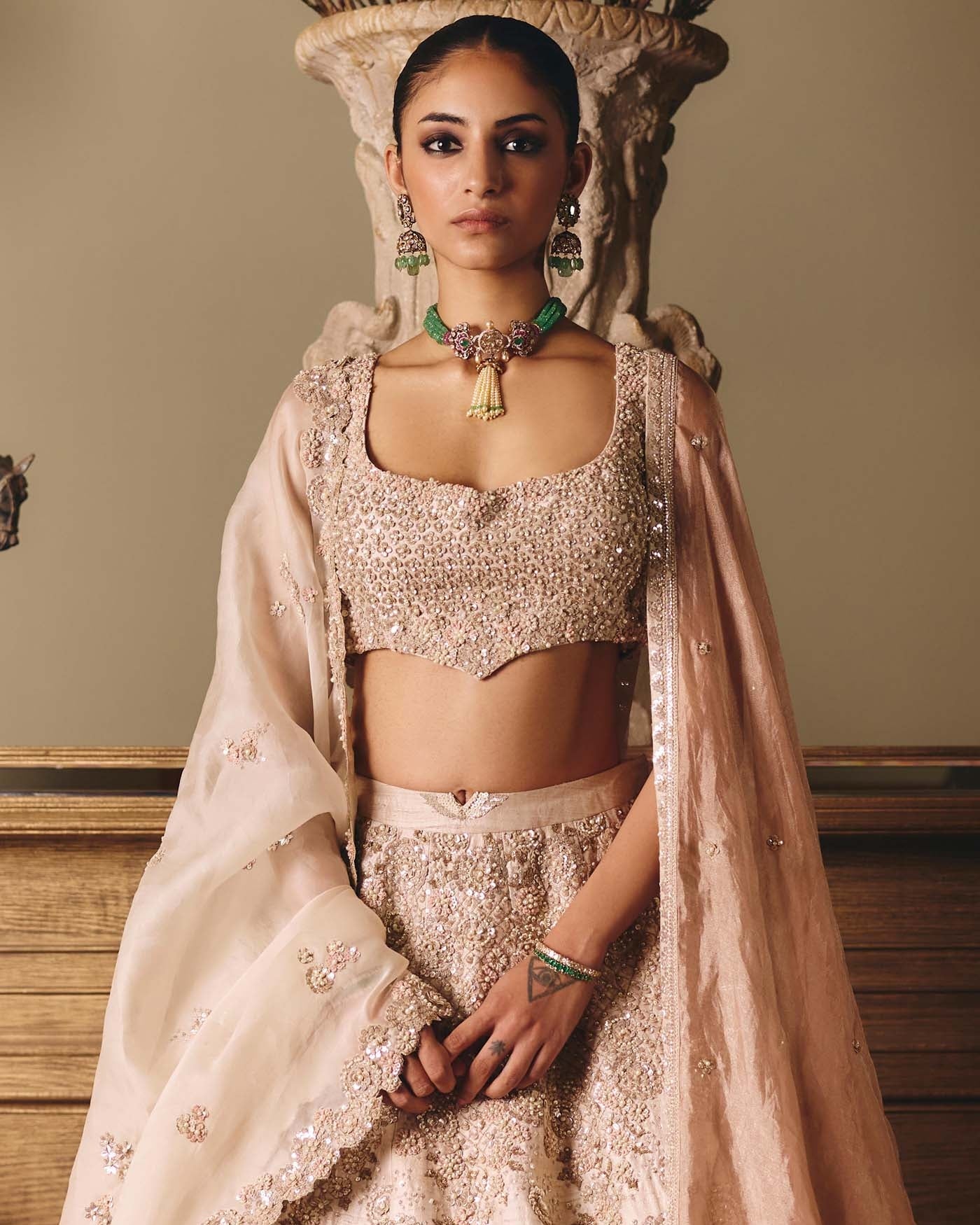 The Royal Ekru Saga Lehenga