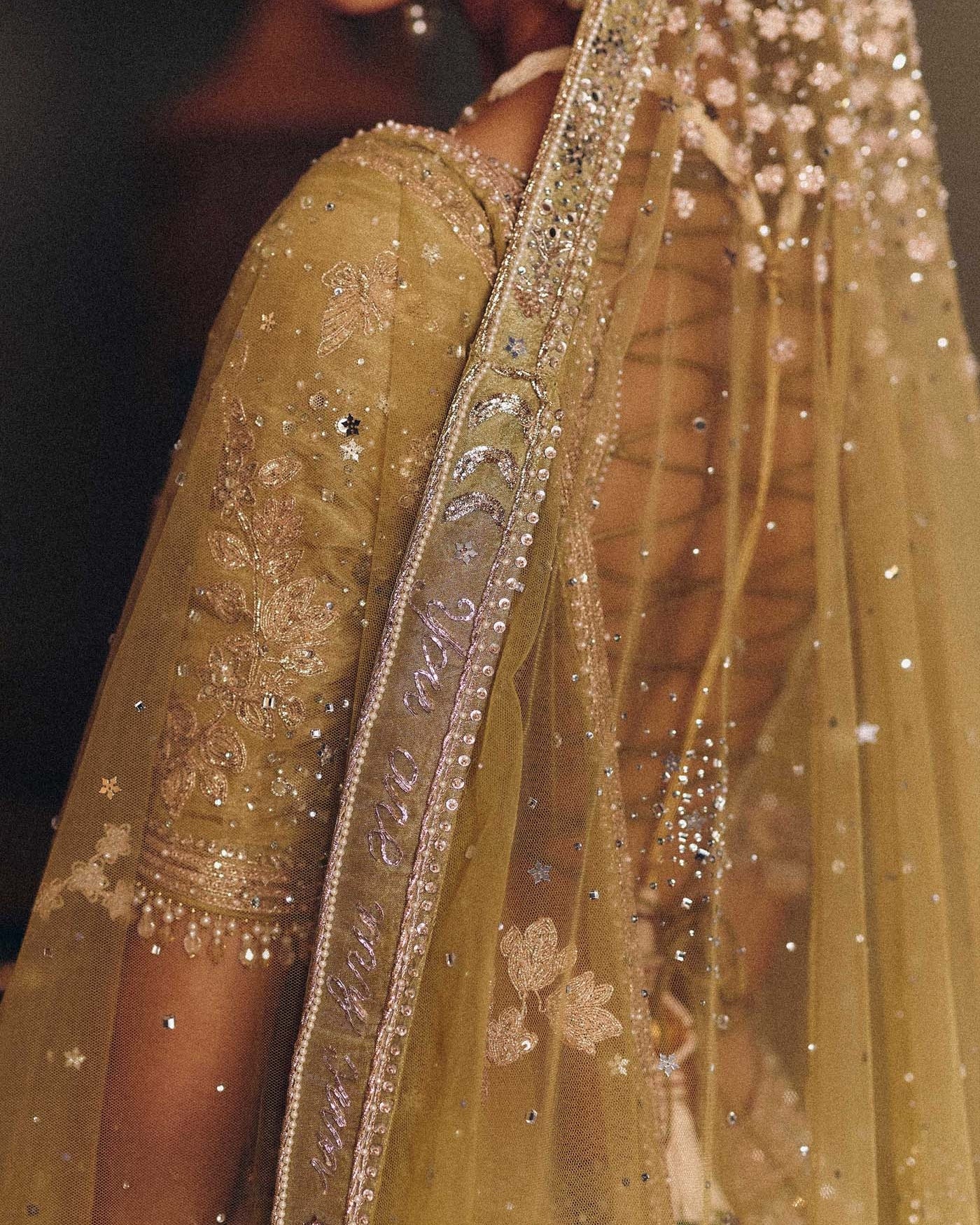 The Royal Masai Landscape Aged Pistachio Tissue Lehenga