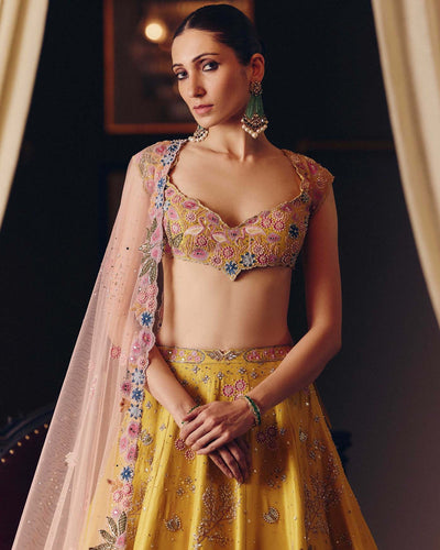 The Flamingo Landscape Lehenga