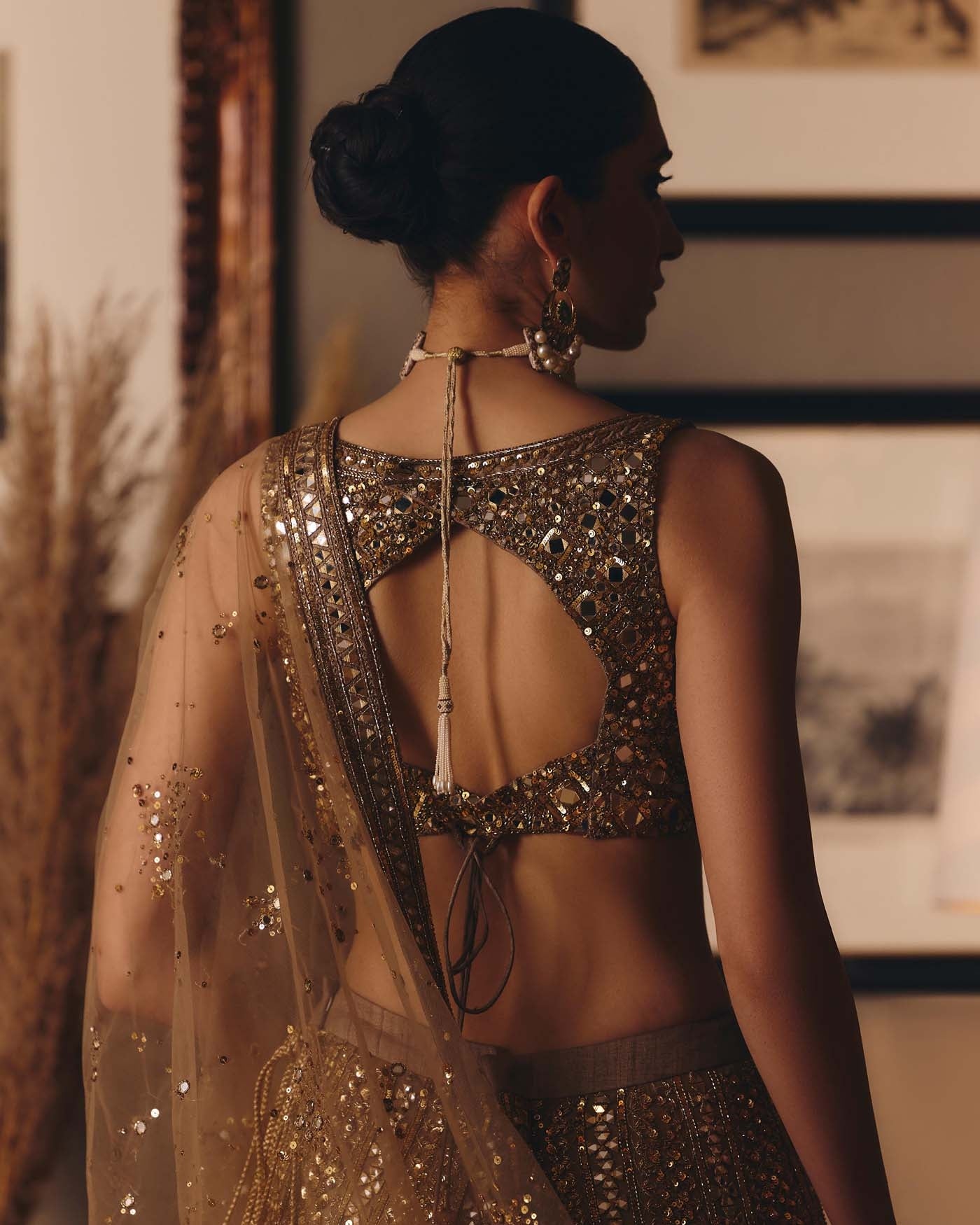The Sheeshraag Toasted  Gold Lehenga