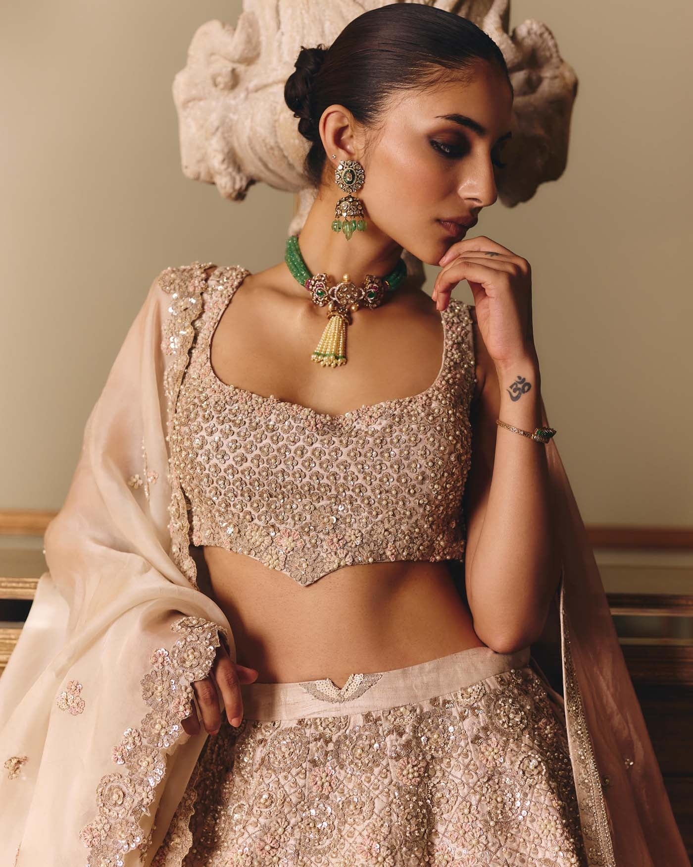 The Royal Ekru Saga Lehenga