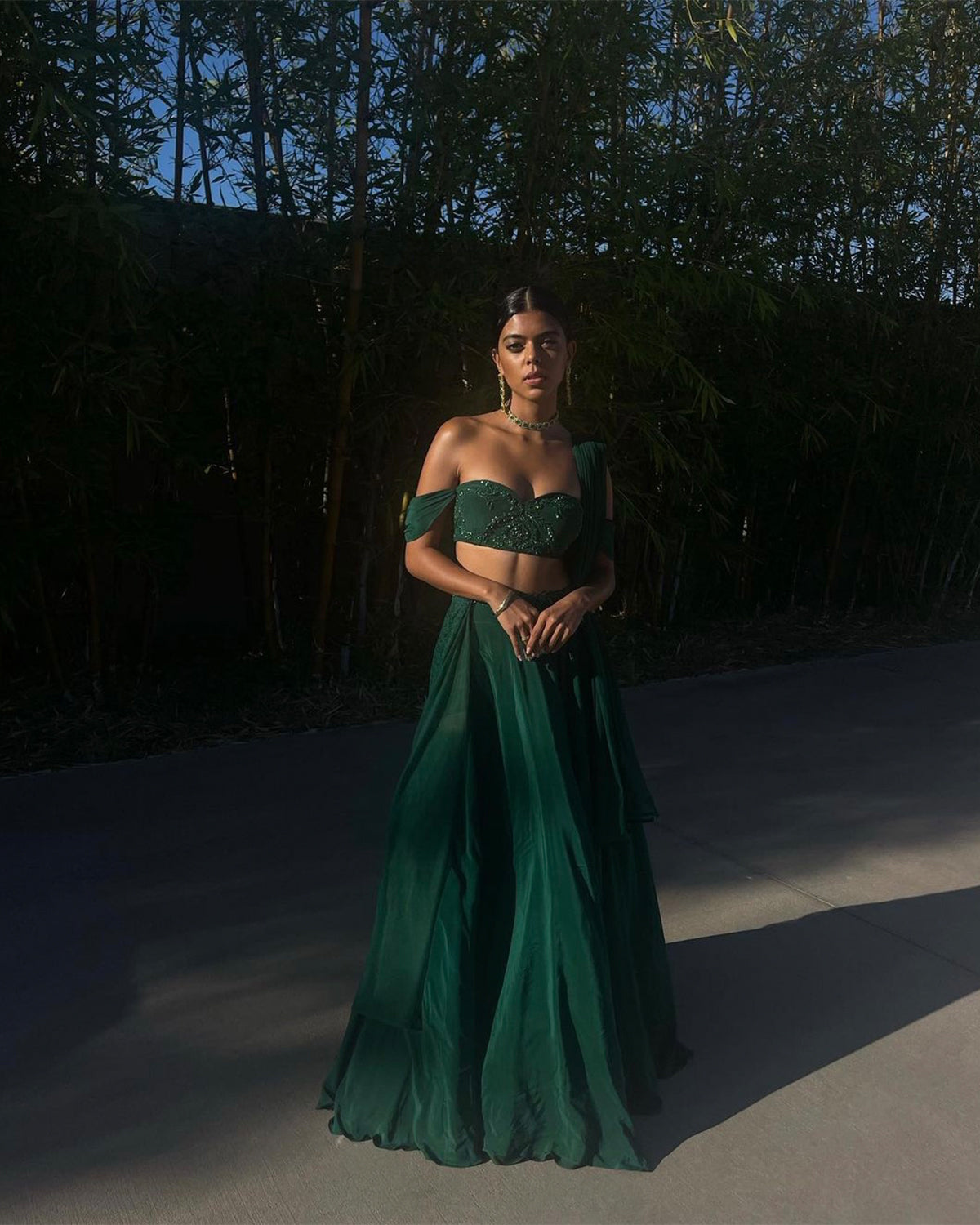 Green Guestwear Lehenga by The Little Black Bow