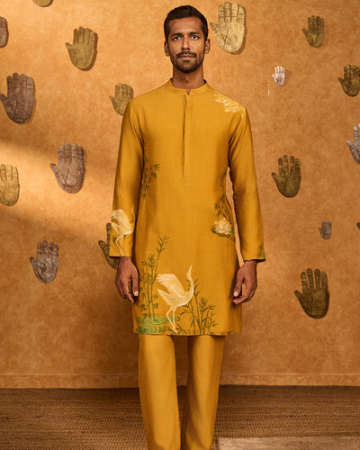 Ochre Bamboo Grove Kurta Set