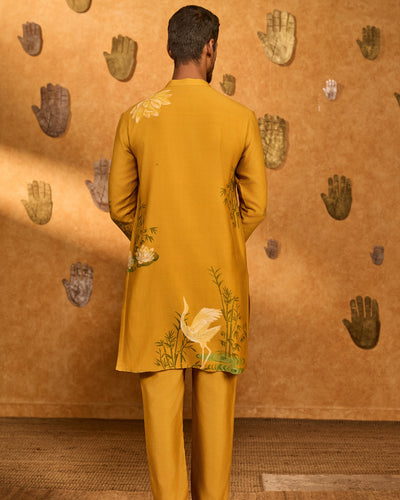 Ochre Bamboo Grove Kurta Set