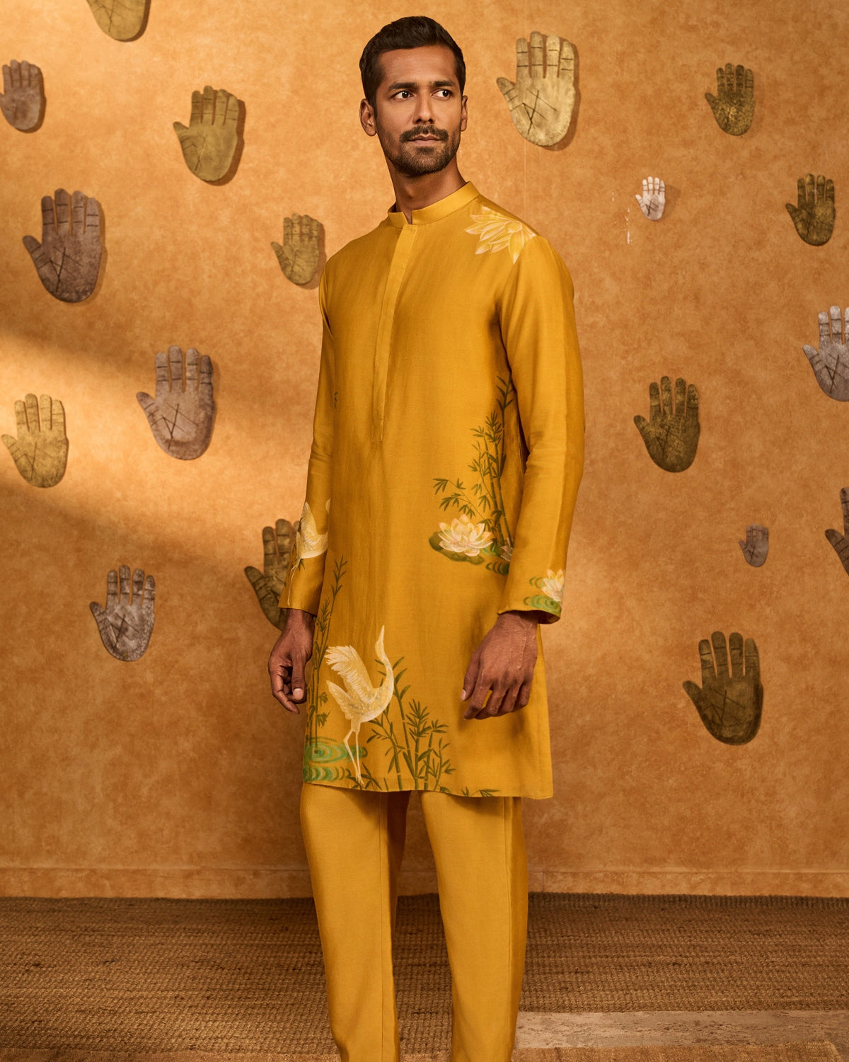 Ochre Bamboo Grove Kurta Set