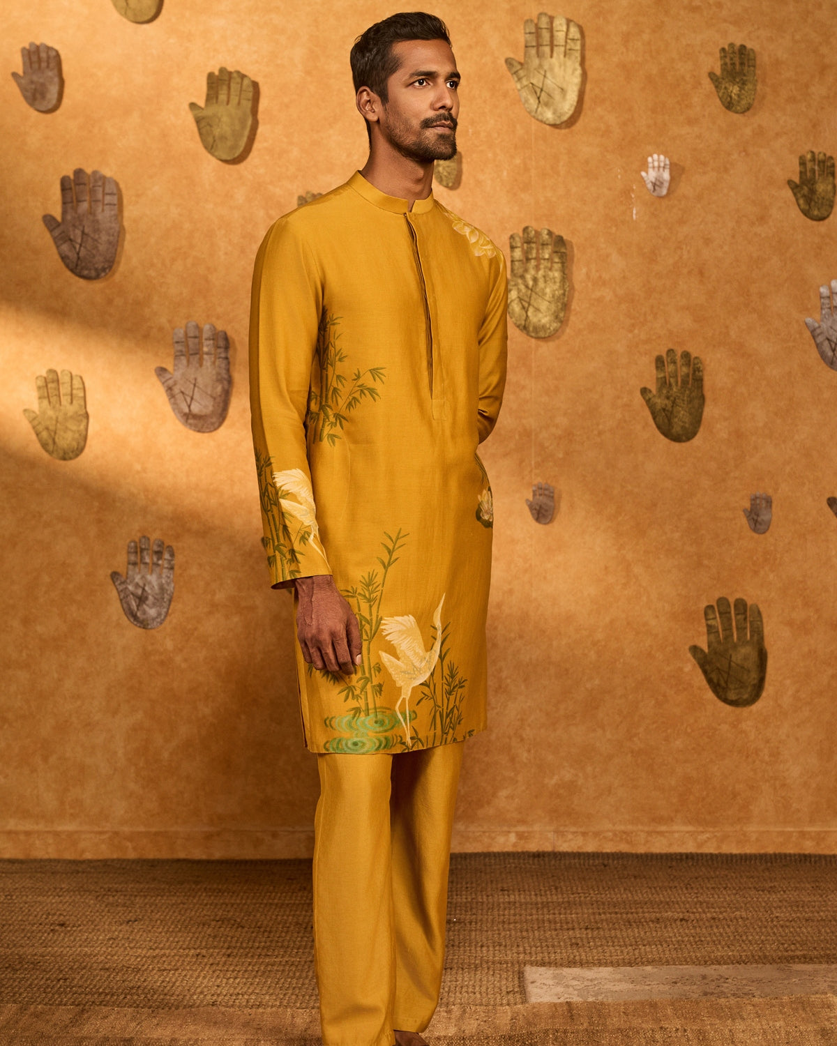 Ochre Bamboo Grove Kurta Set