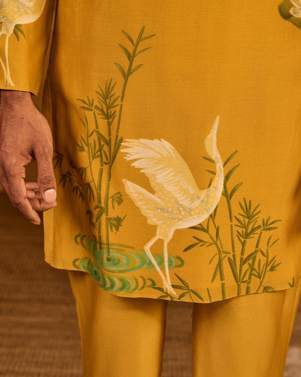Ochre Bamboo Grove Kurta Set