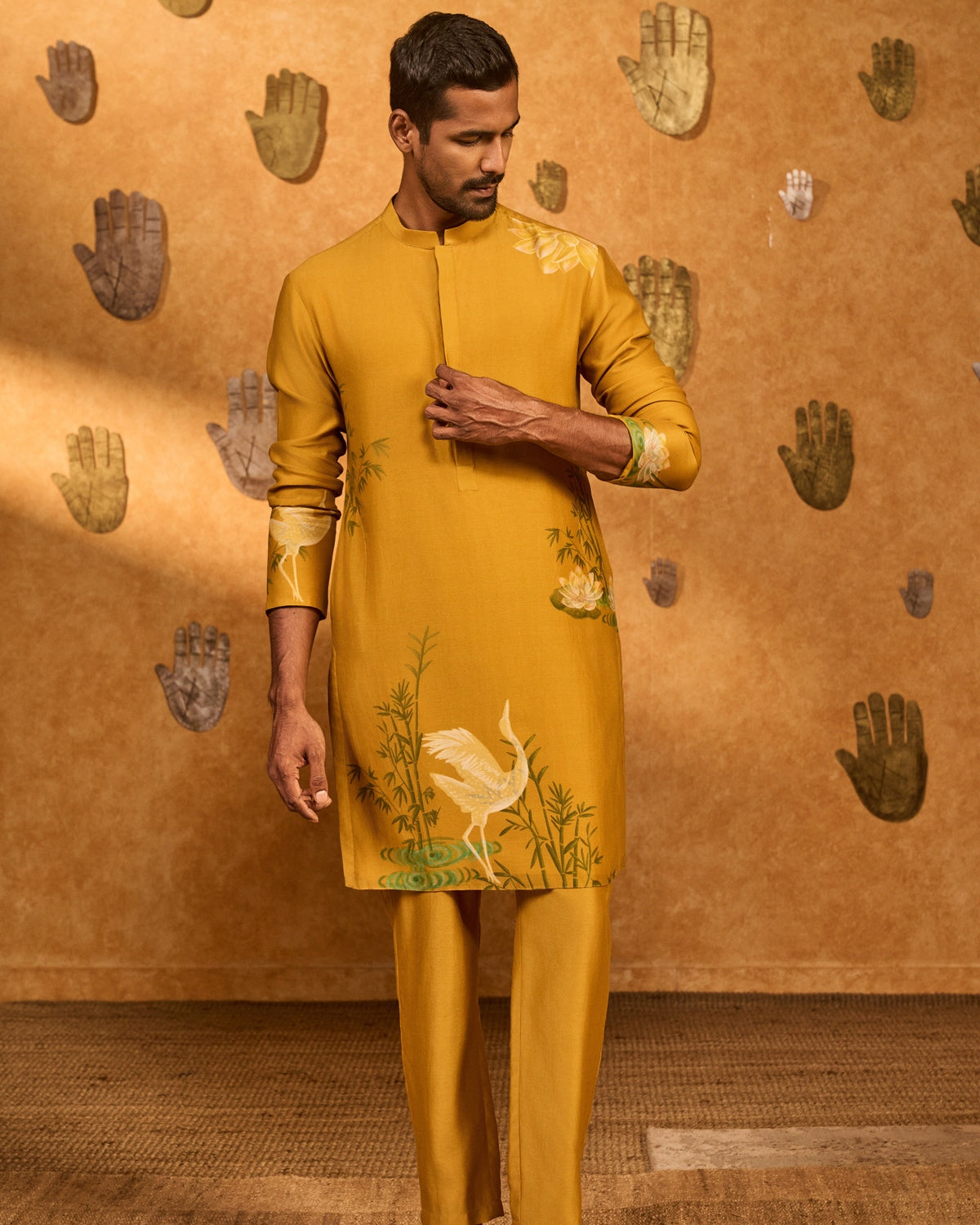 Ochre Bamboo Grove Kurta Set