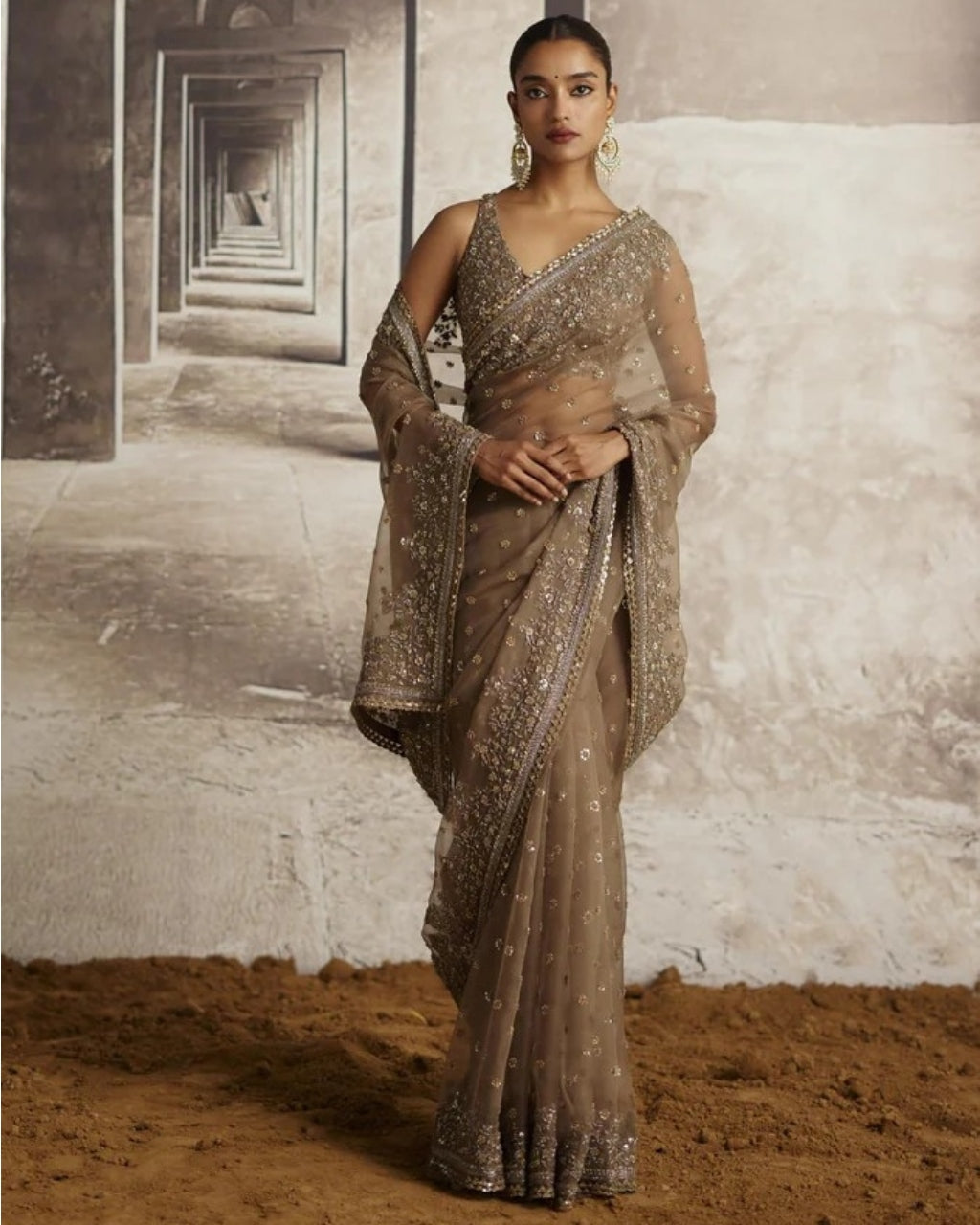 Organza Sari With Sequin & Cutdana Embroidery