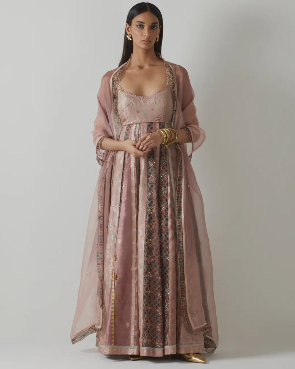 Mauve Embellished Anarkali Set