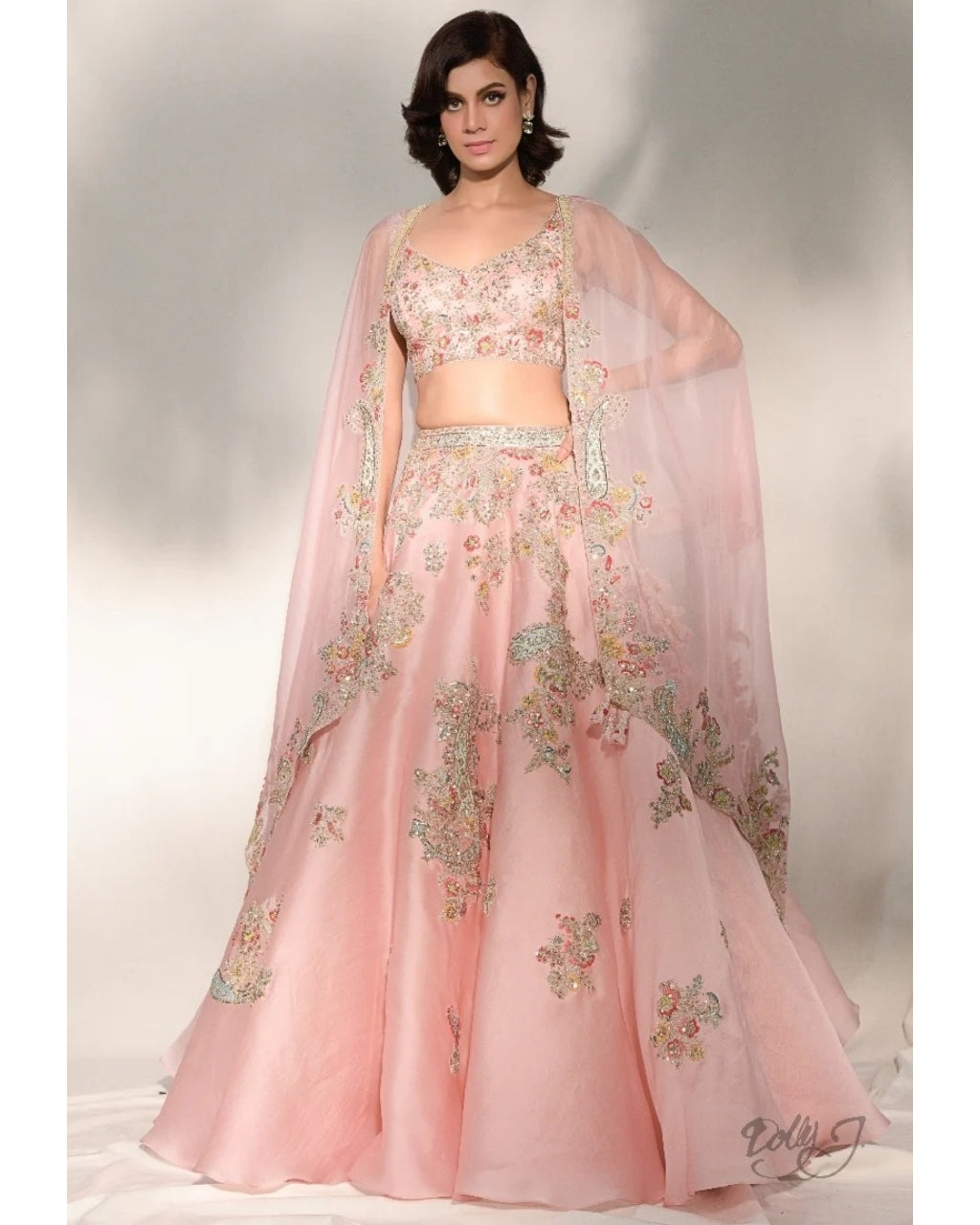 Verona Silk Organza Lehenga Set With Zardozi Embroidery