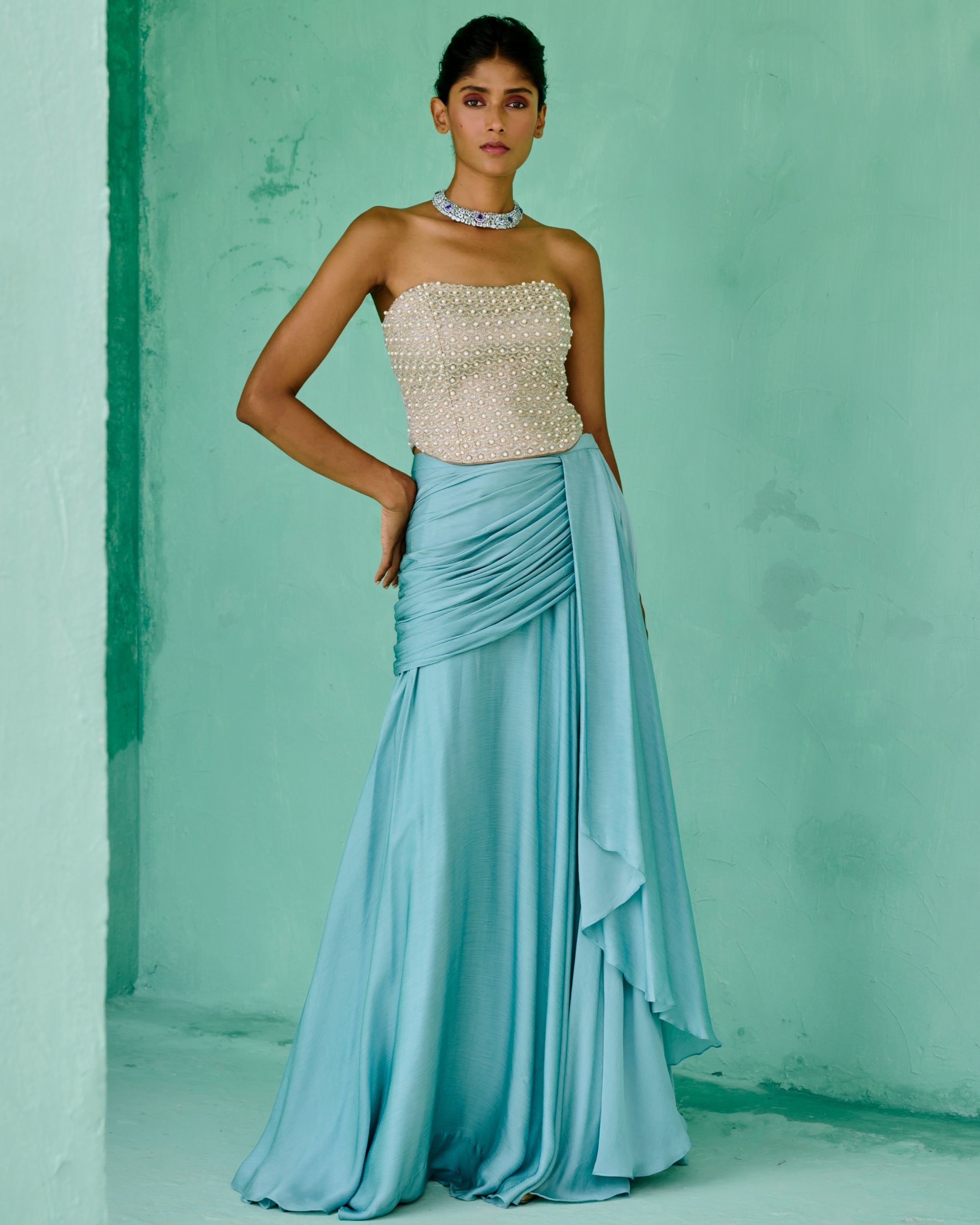 Zoha Drape Skirt Set