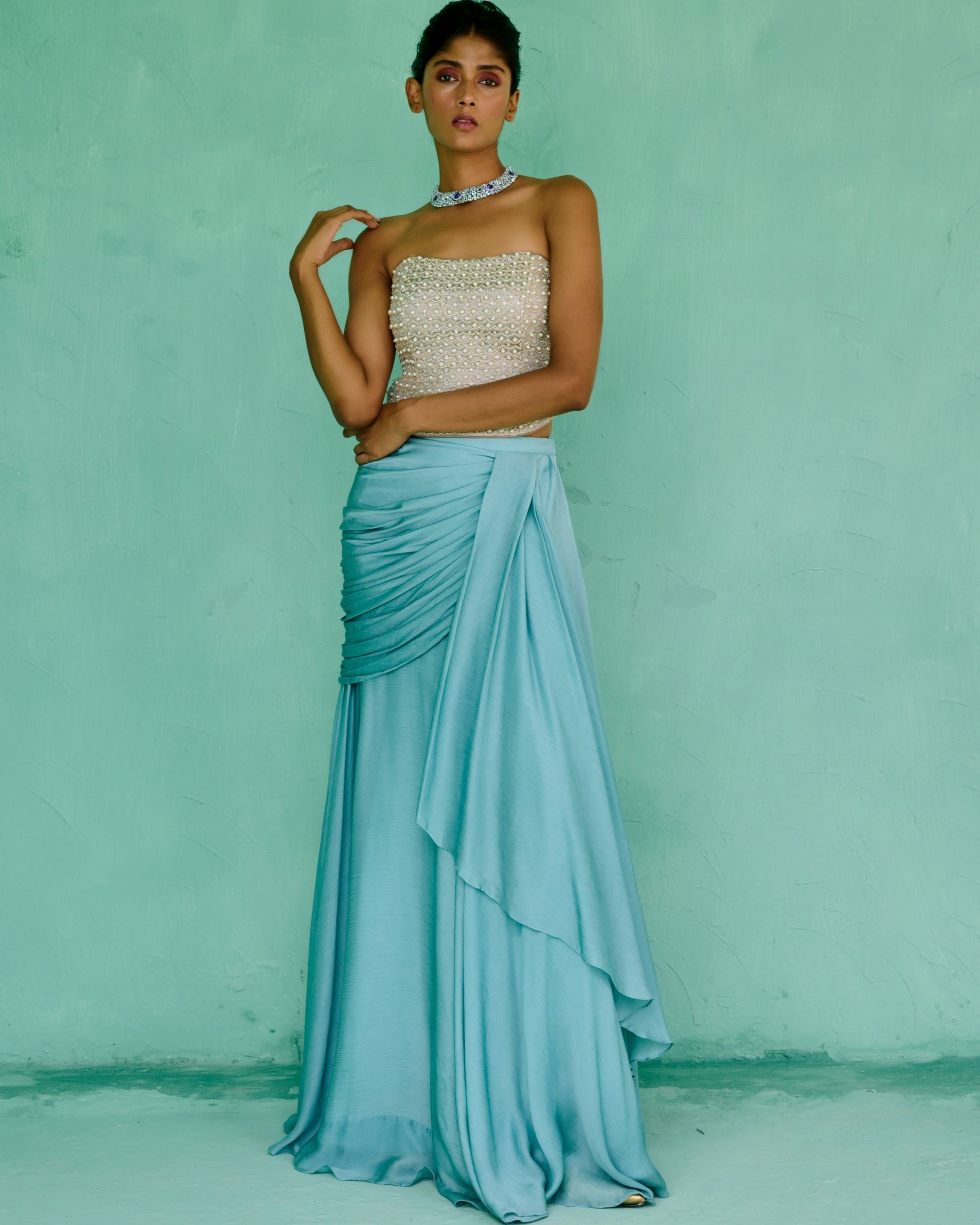 Zoha Drape Skirt Set