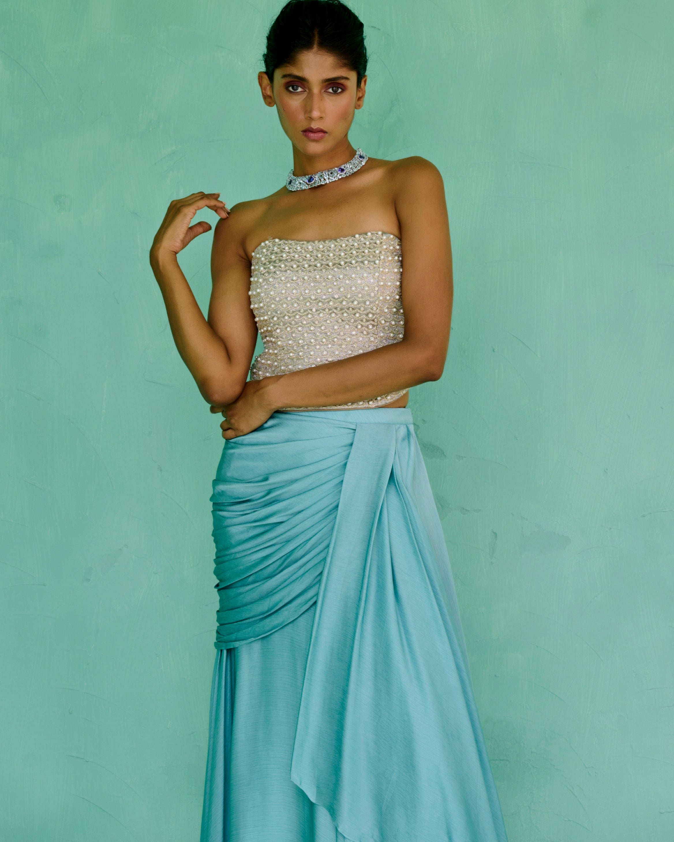 Zoha Drape Skirt Set