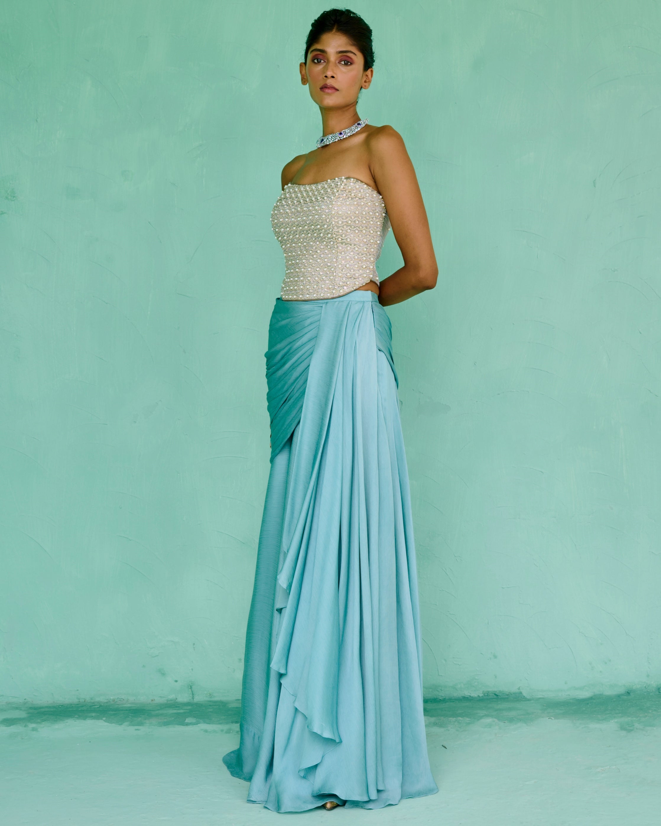 Zoha Drape Skirt Set