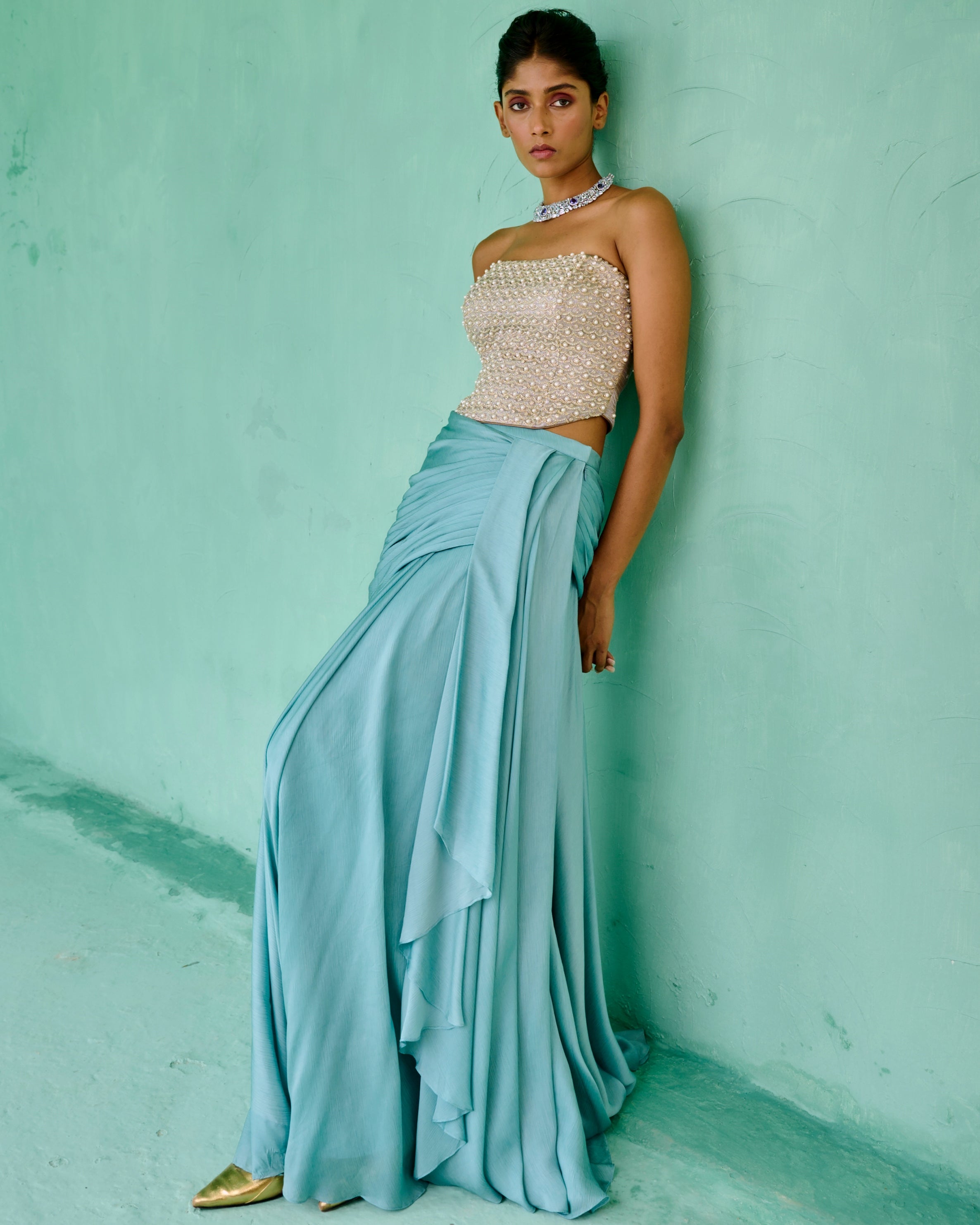 Zoha Drape Skirt Set