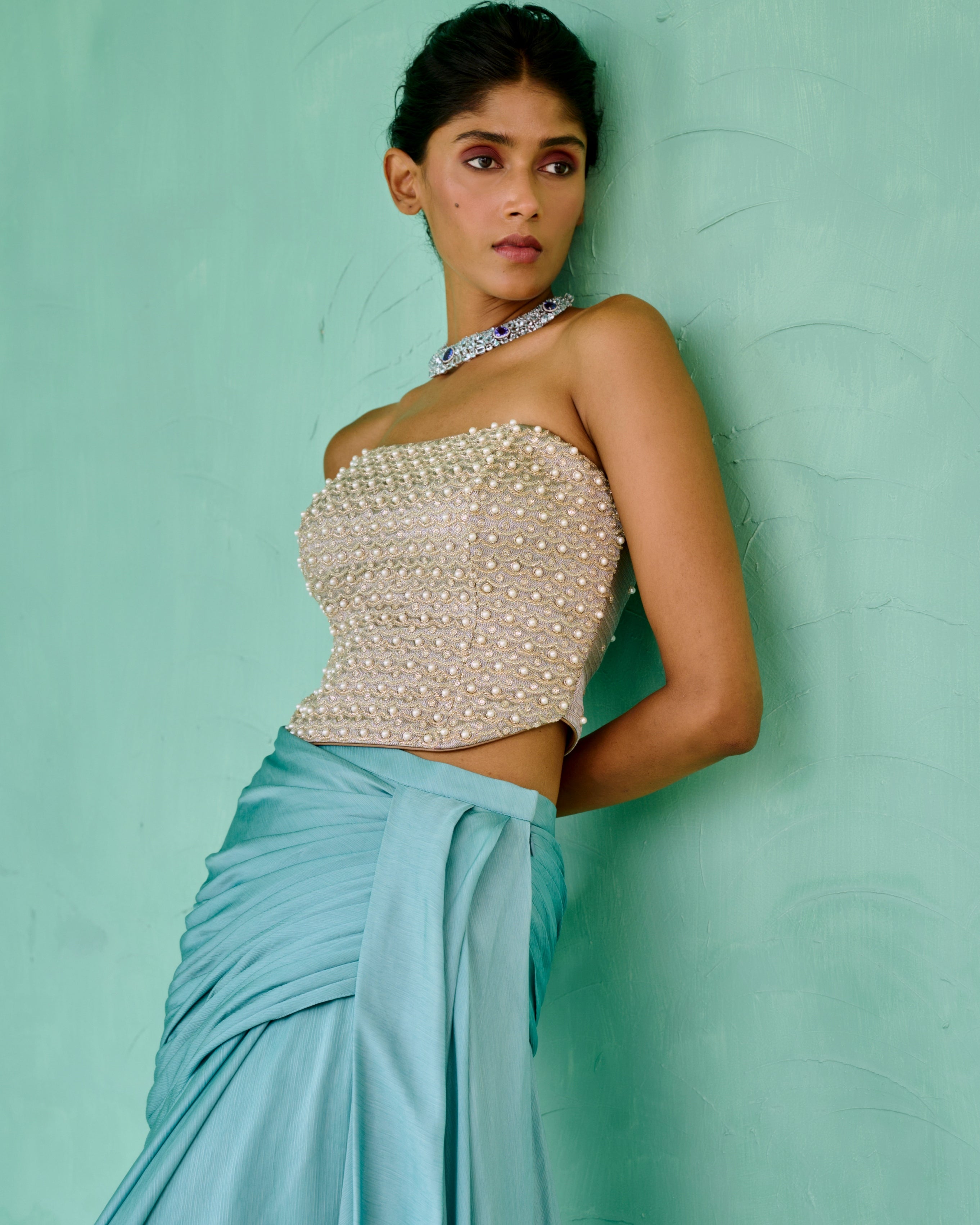 Zoha Drape Skirt Set