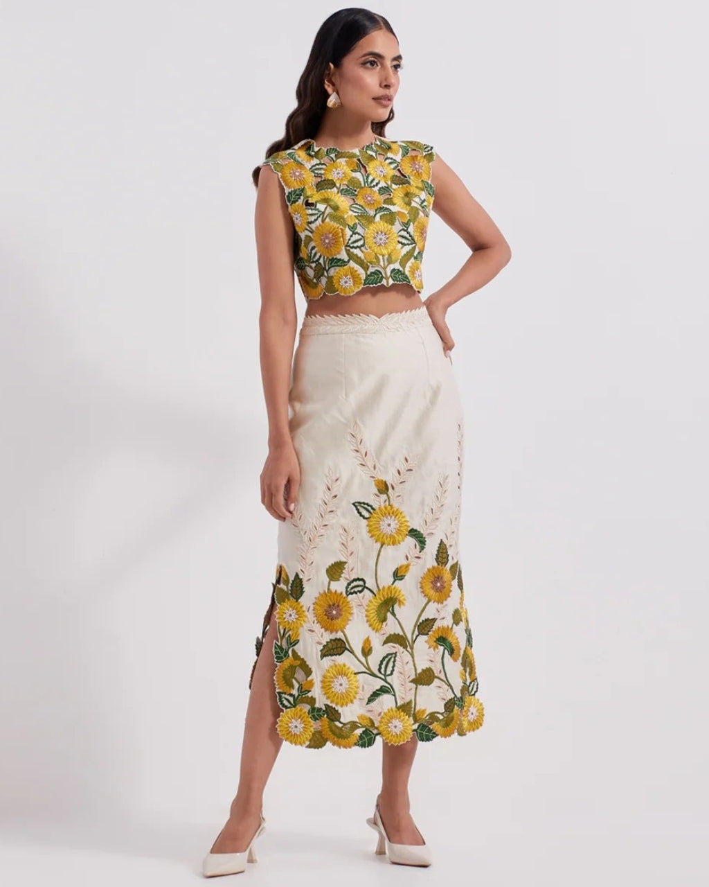 Ivory Sunflower Skirt