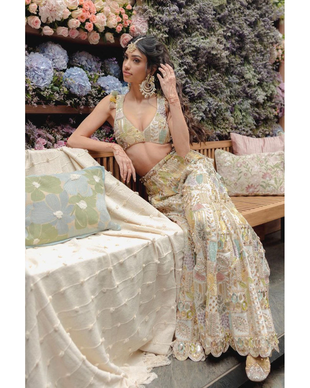 Off-White Georgette Embroidered Sharara Set