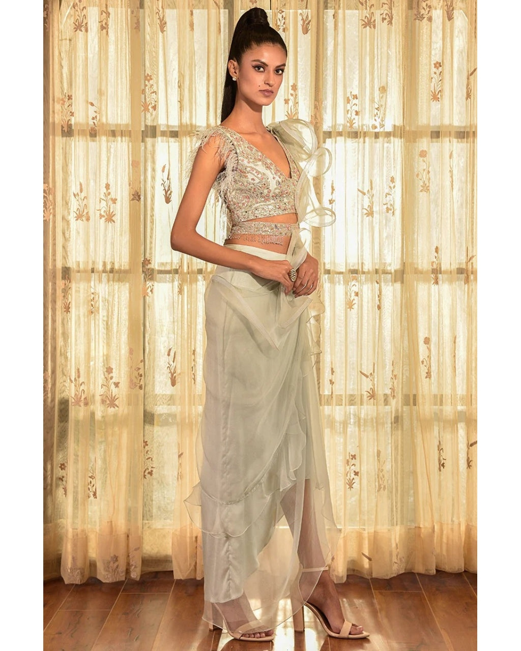 Danik Silk Organza Drape Sari