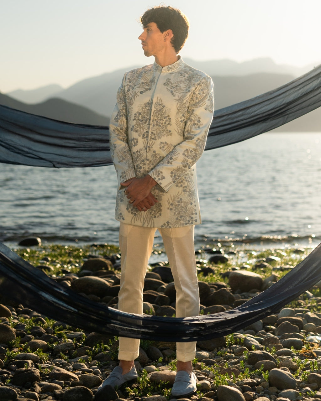 Arctic Bloom Bandhgala Set