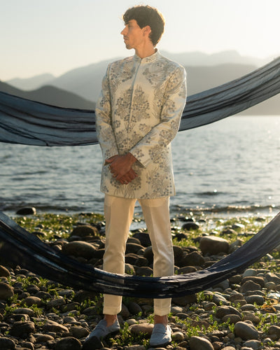 Arctic Bloom Bandhgala Set