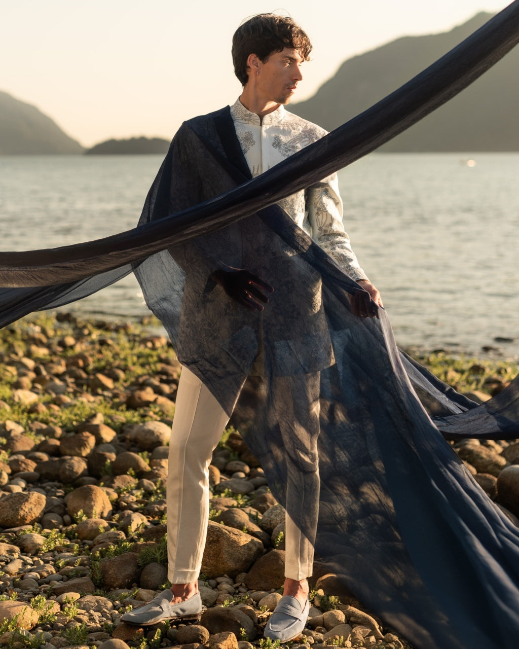 Arctic Bloom Bandhgala Set