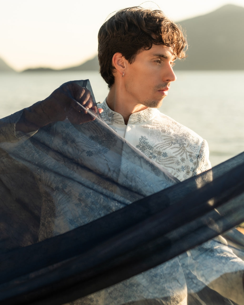 Arctic Bloom Bandhgala Set