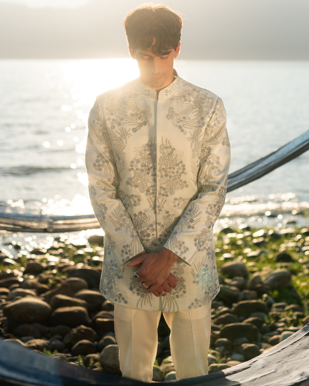 Arctic Bloom Bandhgala Set