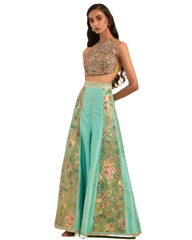 Turquoise Sharara Set