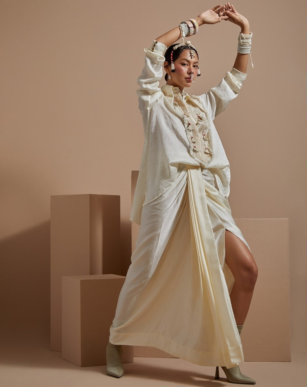 Soft Ivory Chanderi Coordinate Set