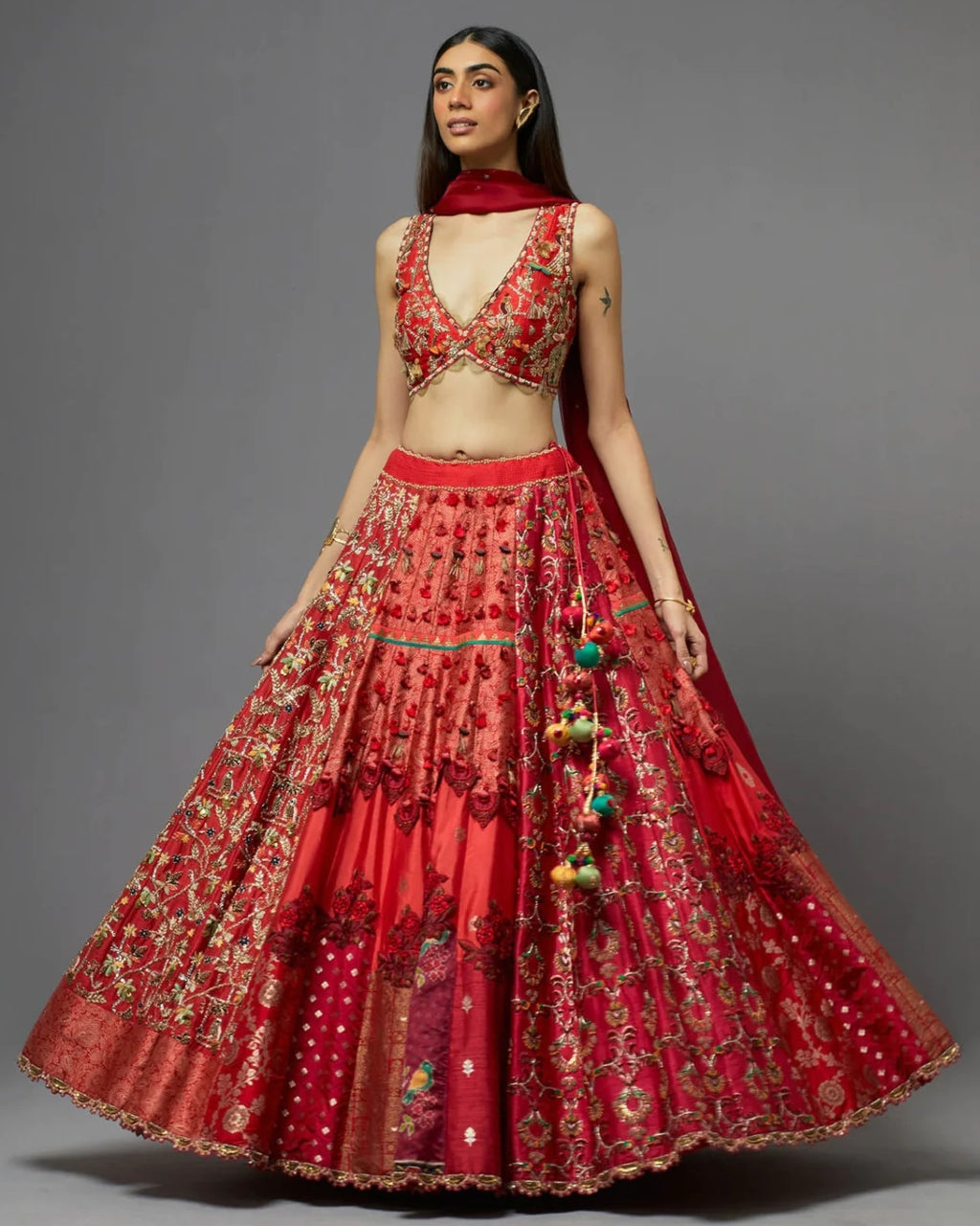 Red Silk Lehenga Set