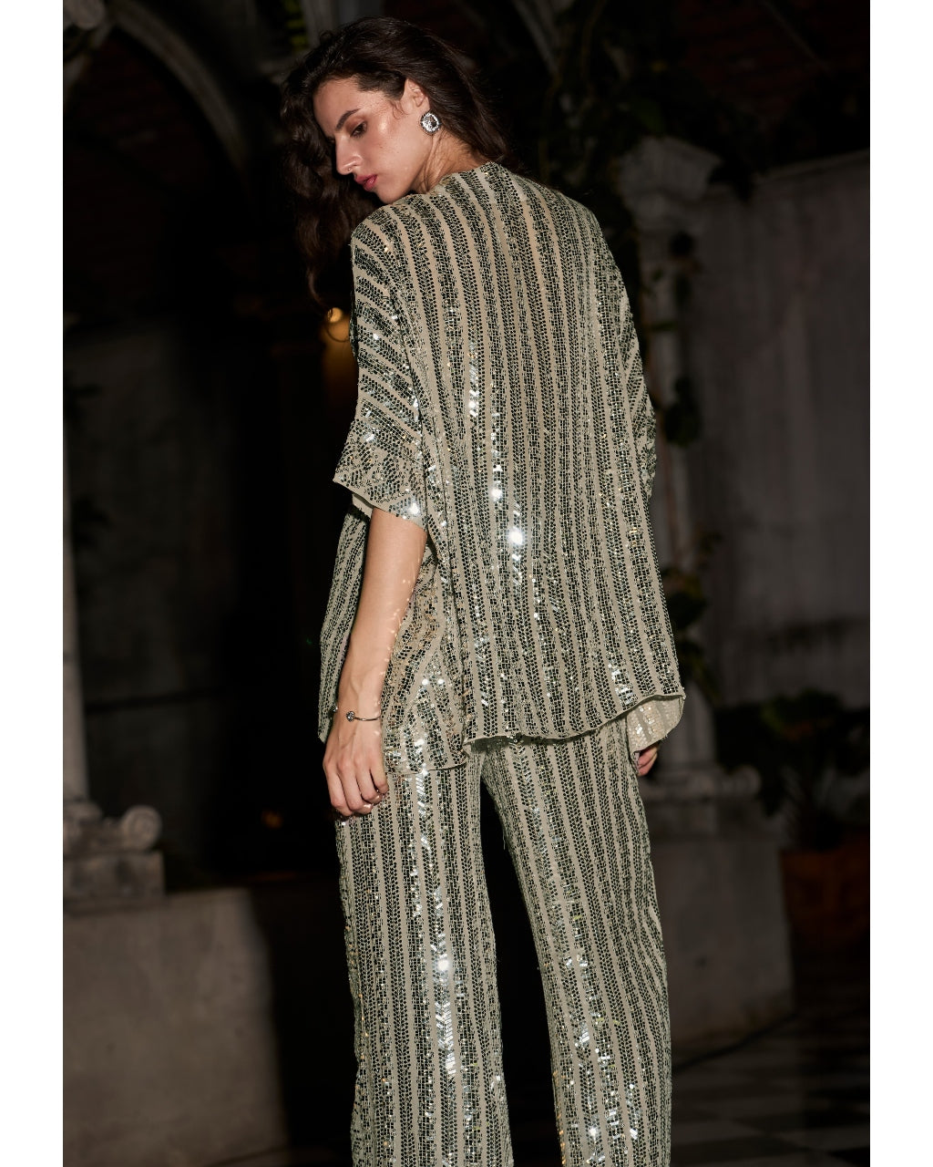 Sequin Embroidered Boxy Top & Pant Set