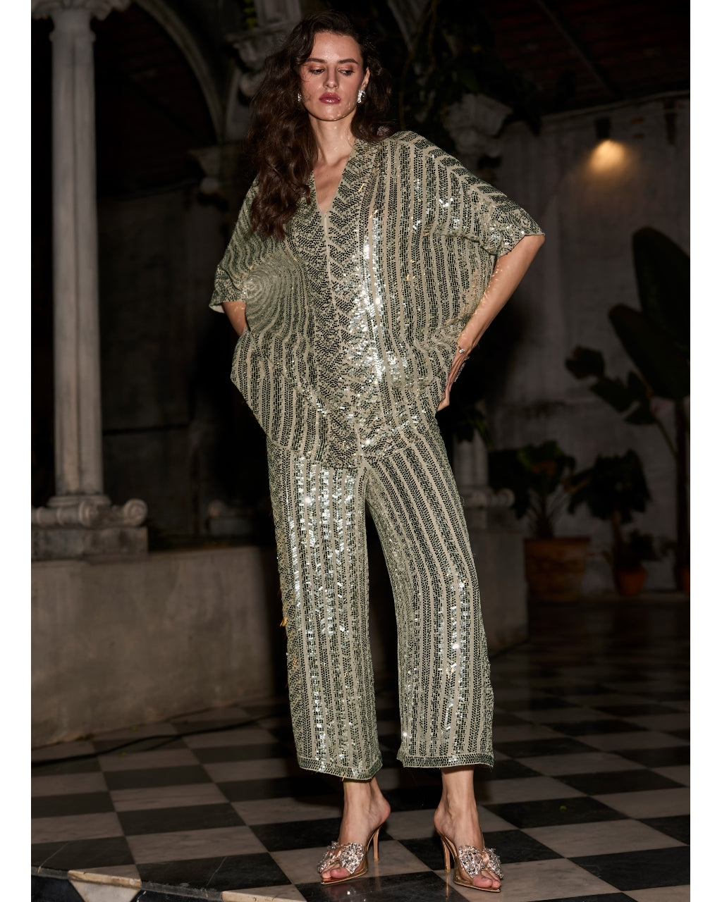 Sequin Embroidered Boxy Top & Pant Set