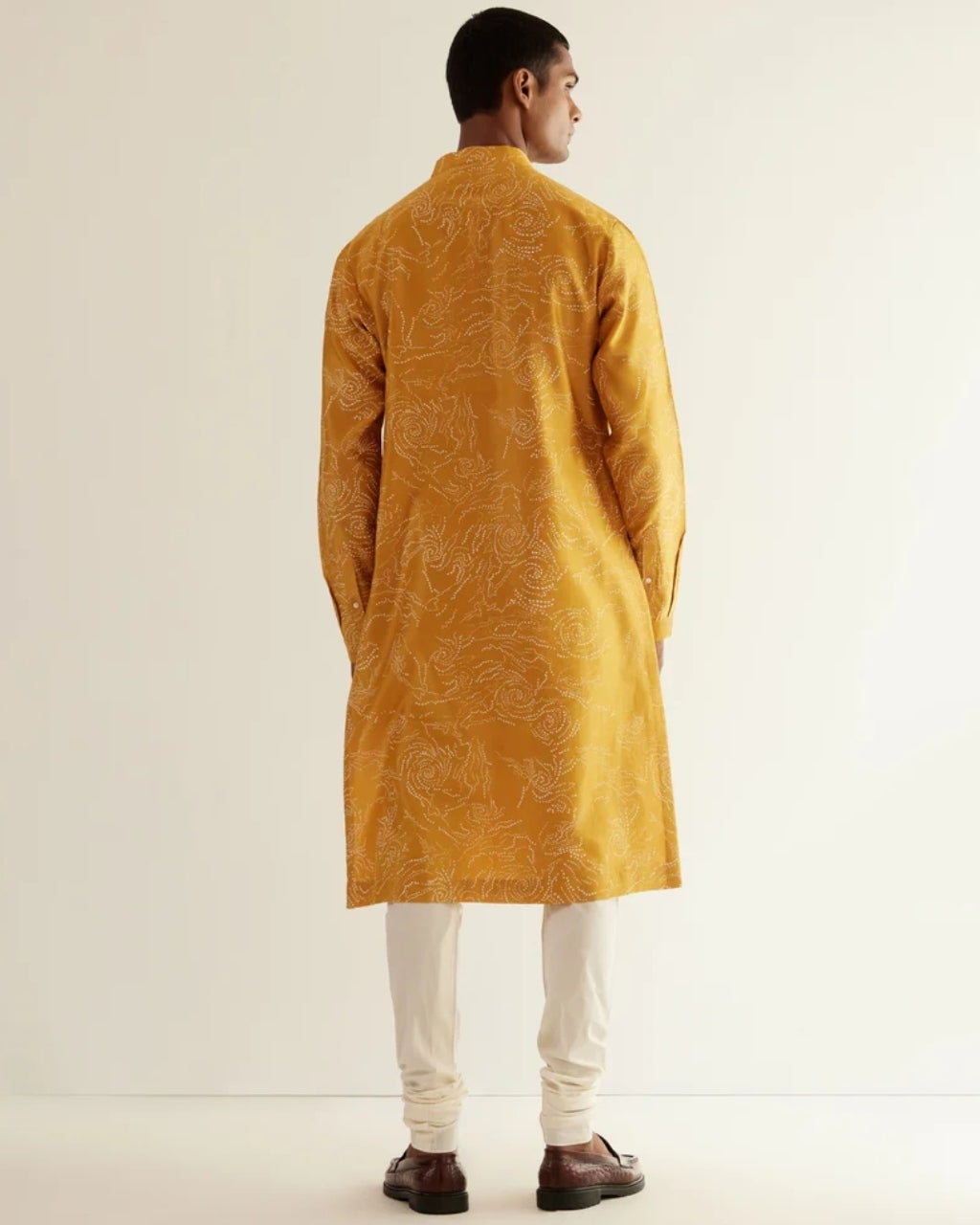 Mustard Hole Print Kurta Set