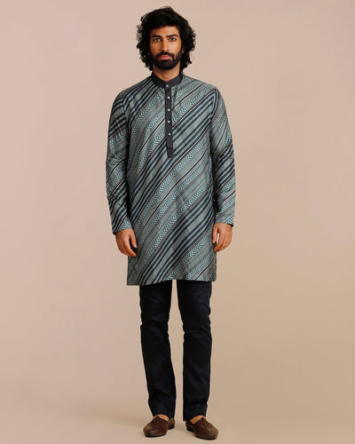 Teal Blue Chevron Kurta