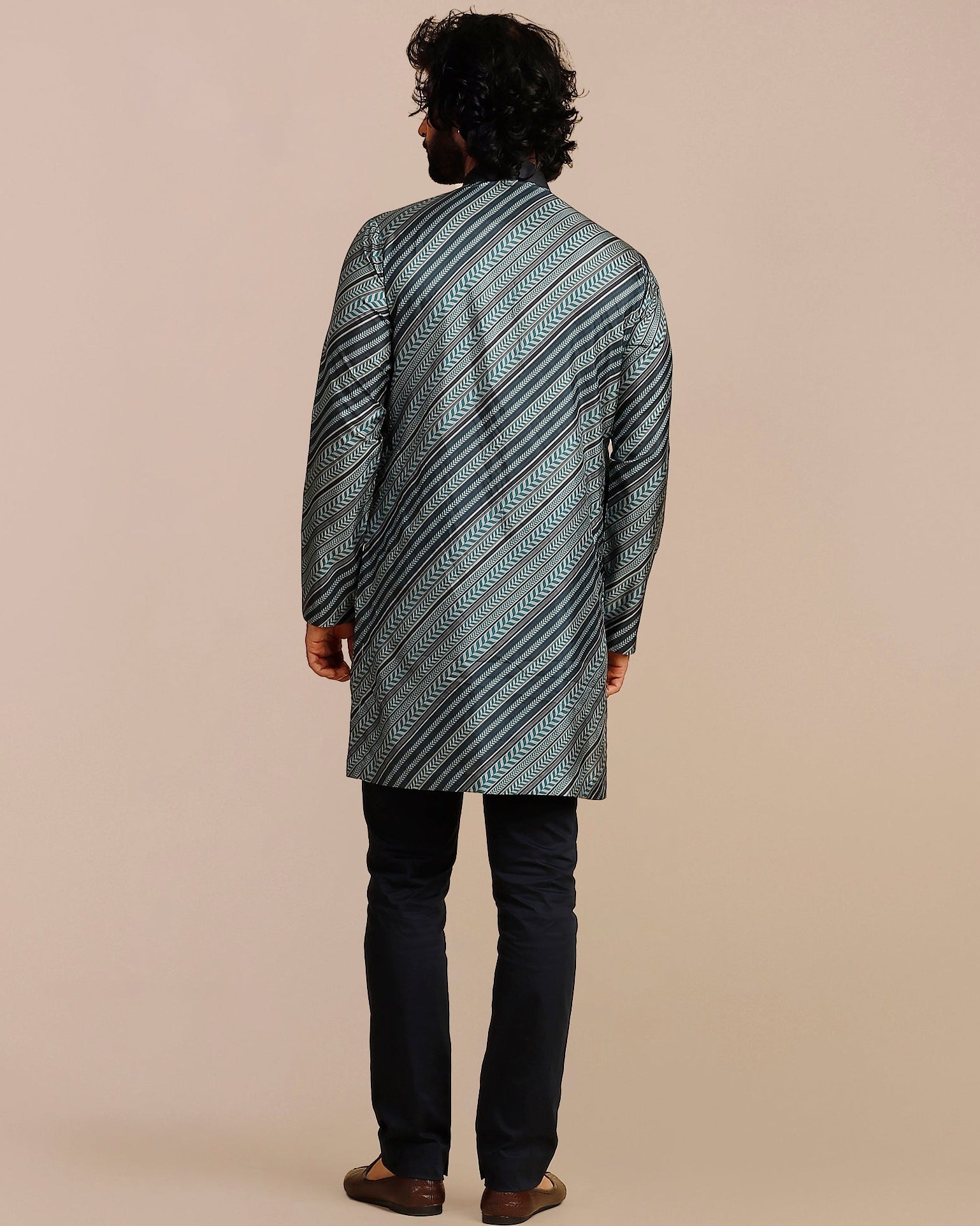 Teal Blue Chevron Kurta