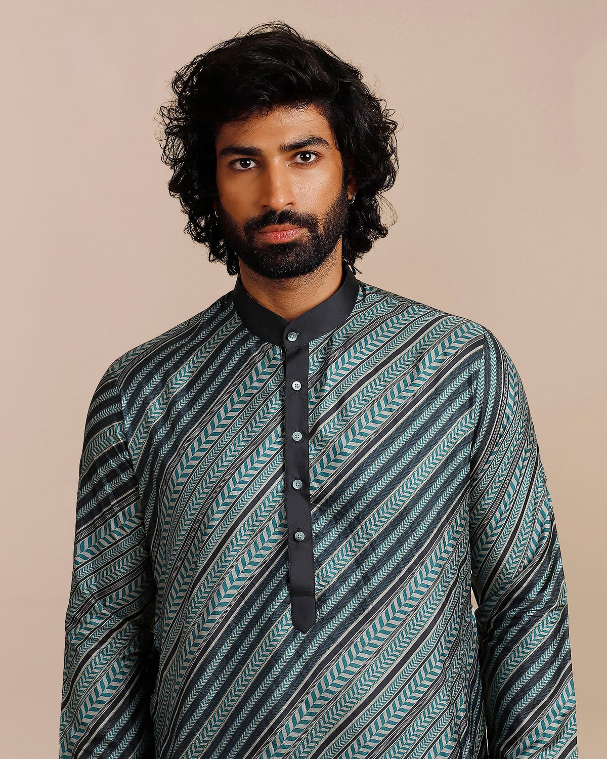 Teal Blue Chevron Kurta