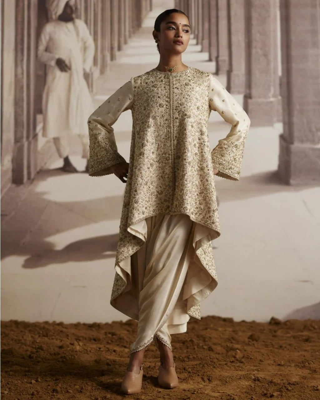 Ivory High-Low Style Kurta