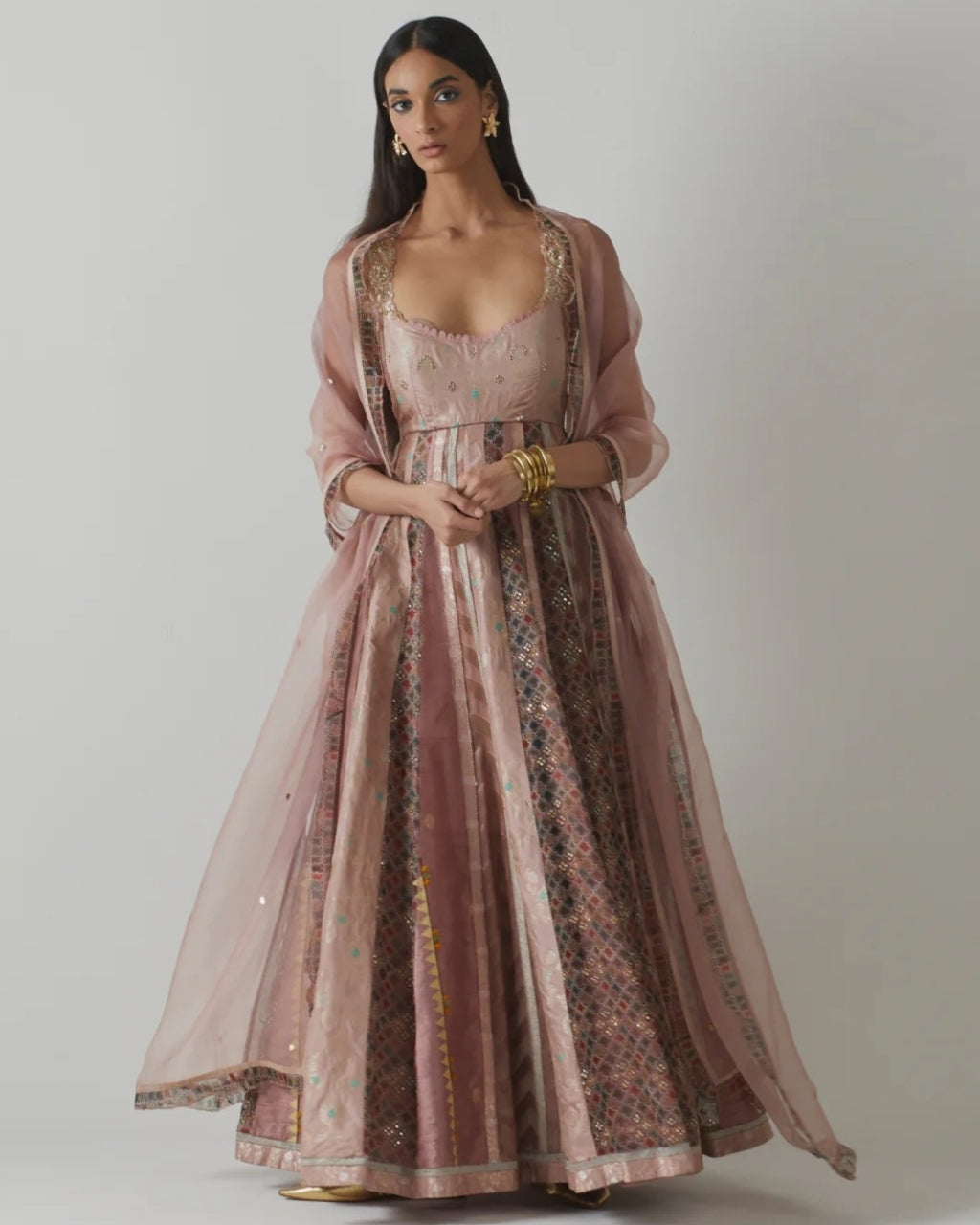 Mauve Embellished Anarkali Set