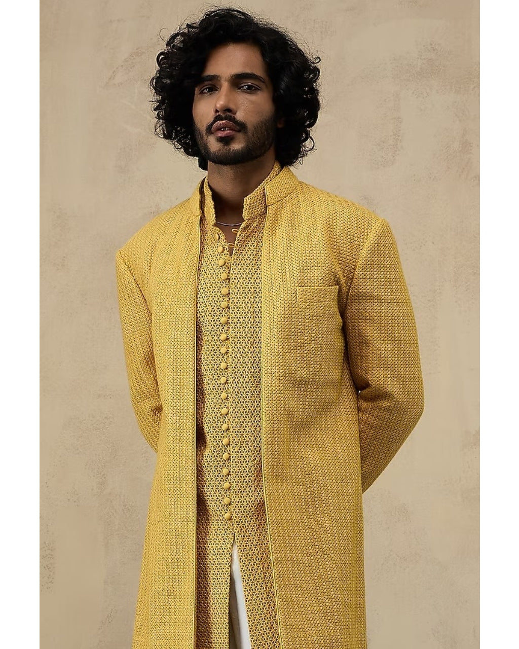 Golden Hour Jaal Luppi Button Kurta Set