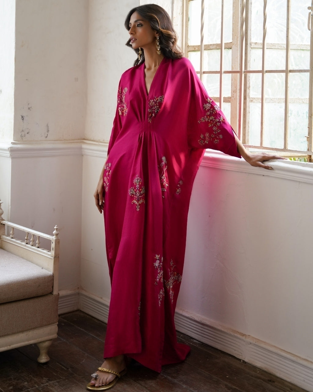 Pink Athina Embroidered Kaftan