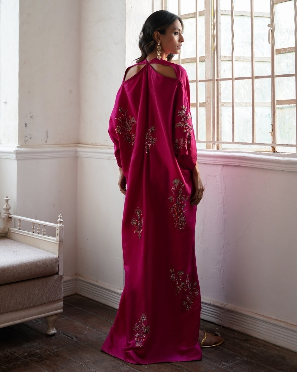 Pink Athina Embroidered Kaftan