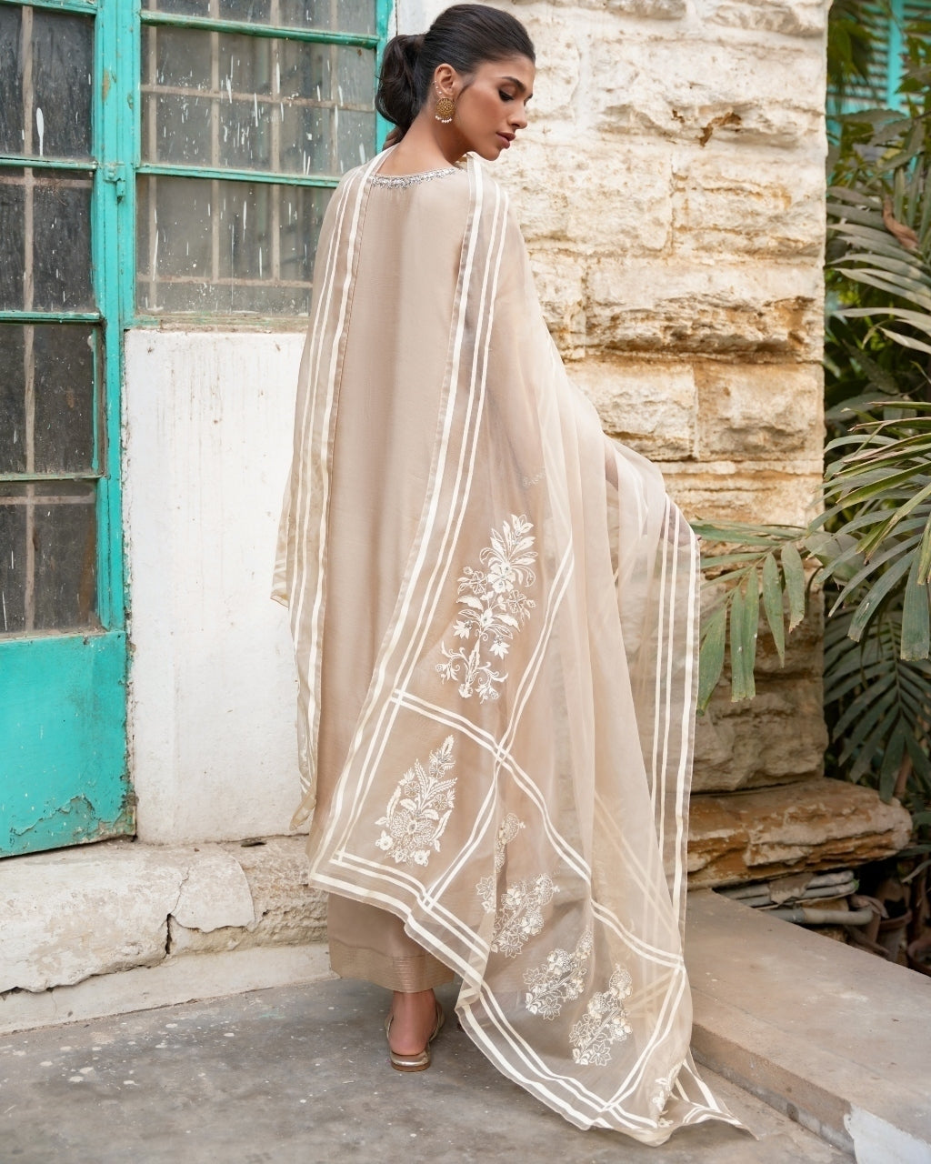 Sicily Embroidered Beige Kurta Set