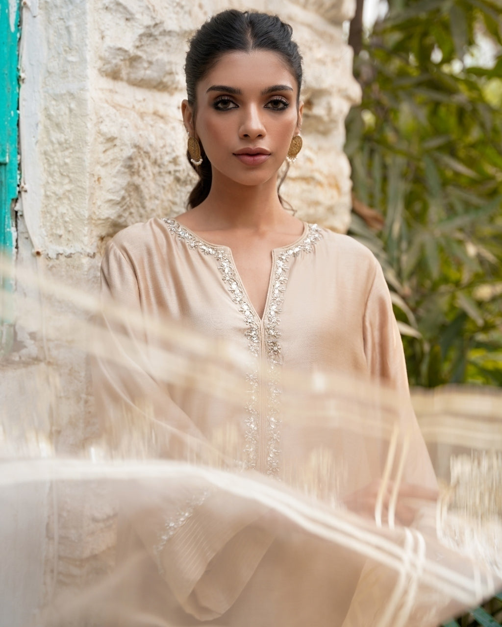 Sicily Embroidered Beige Kurta Set