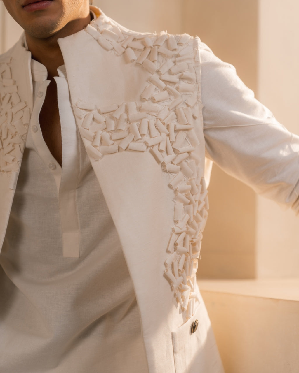 Ivory Cotton Linen Shacket Set