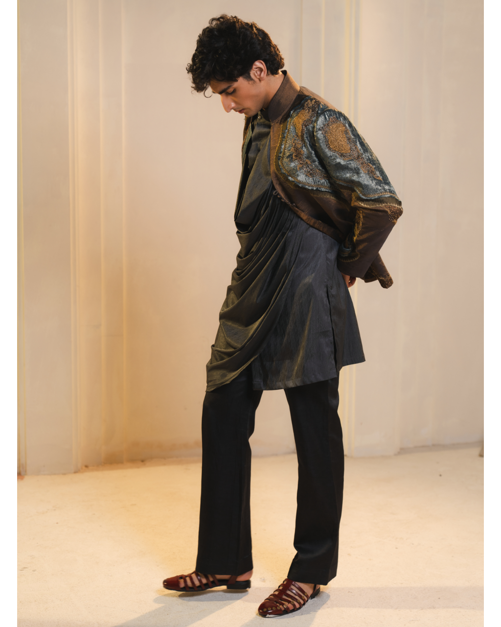 Bronze Tissue Short Jacket Set