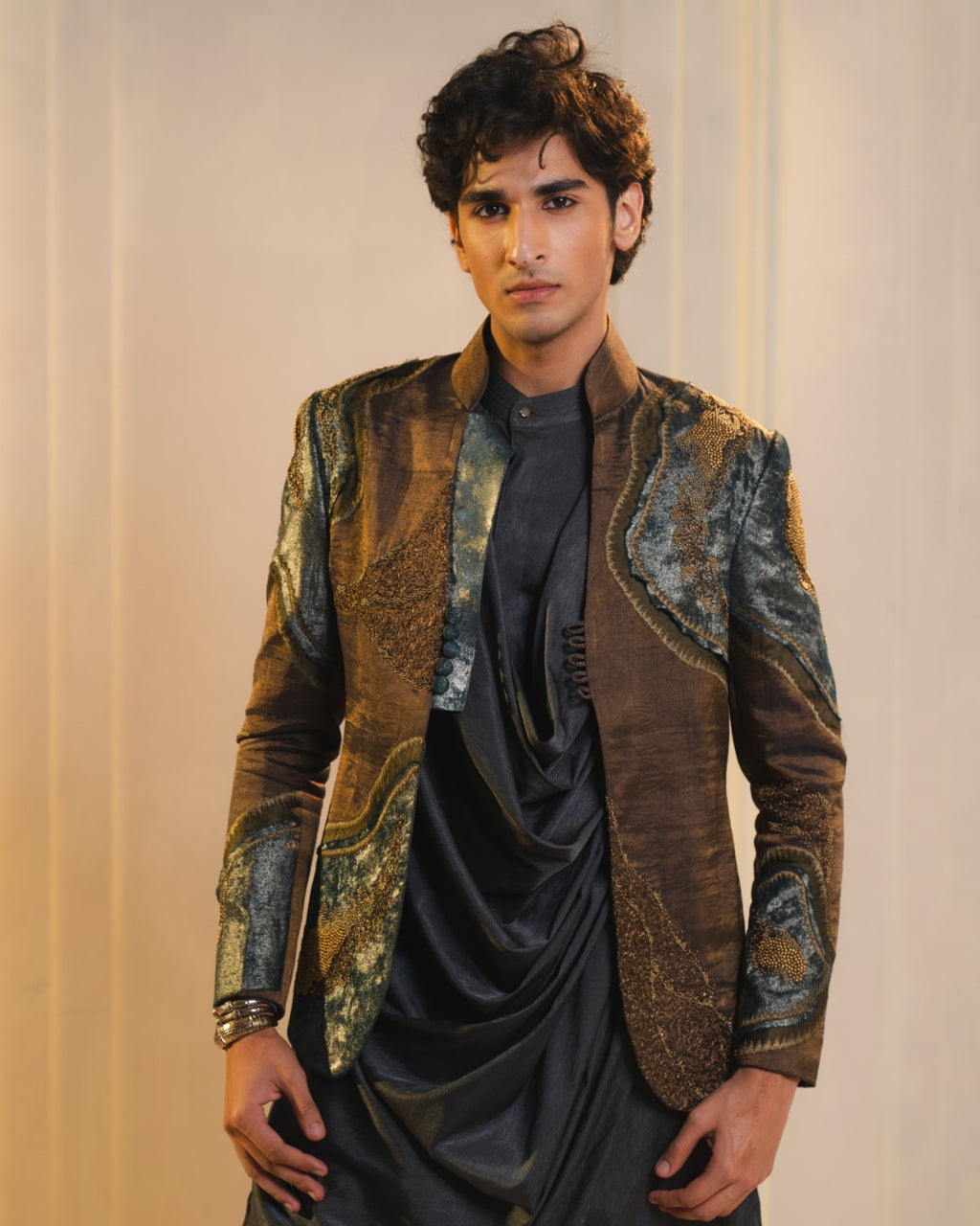 Bronze Tissue Short Jacket Set