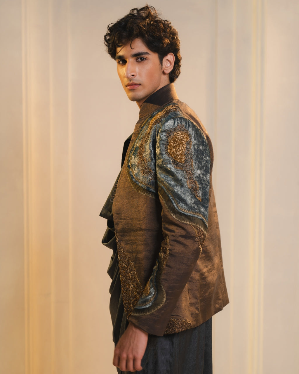 Bronze Tissue Short Jacket Set
