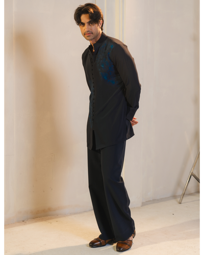 Midnight Blue Handpaint Kurta Set